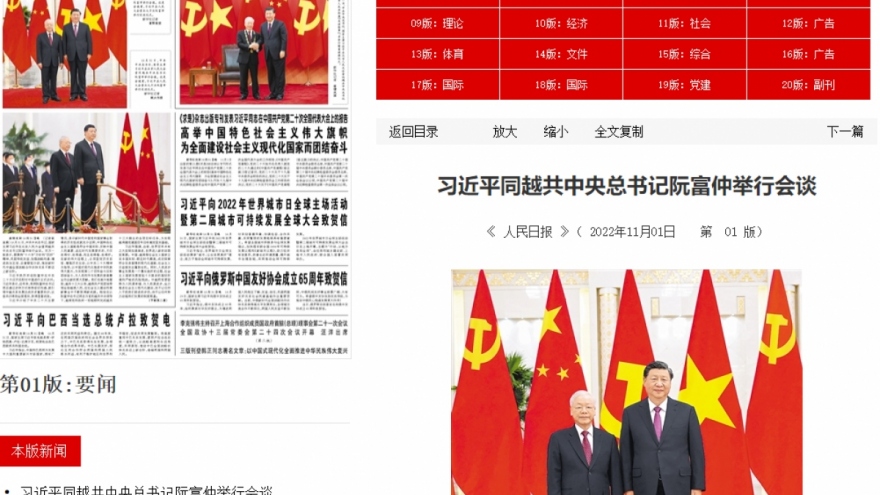 Chinese media widely cover Vietnamese Party chief’s activities